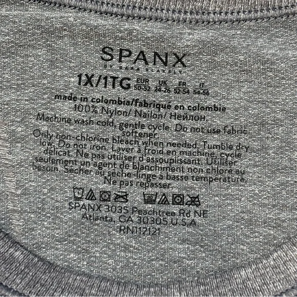 SPANX‎ Lamn Seamless Short Sleeve Tee Charcoal Gray - size 1X NWT - Picture 5 of 5